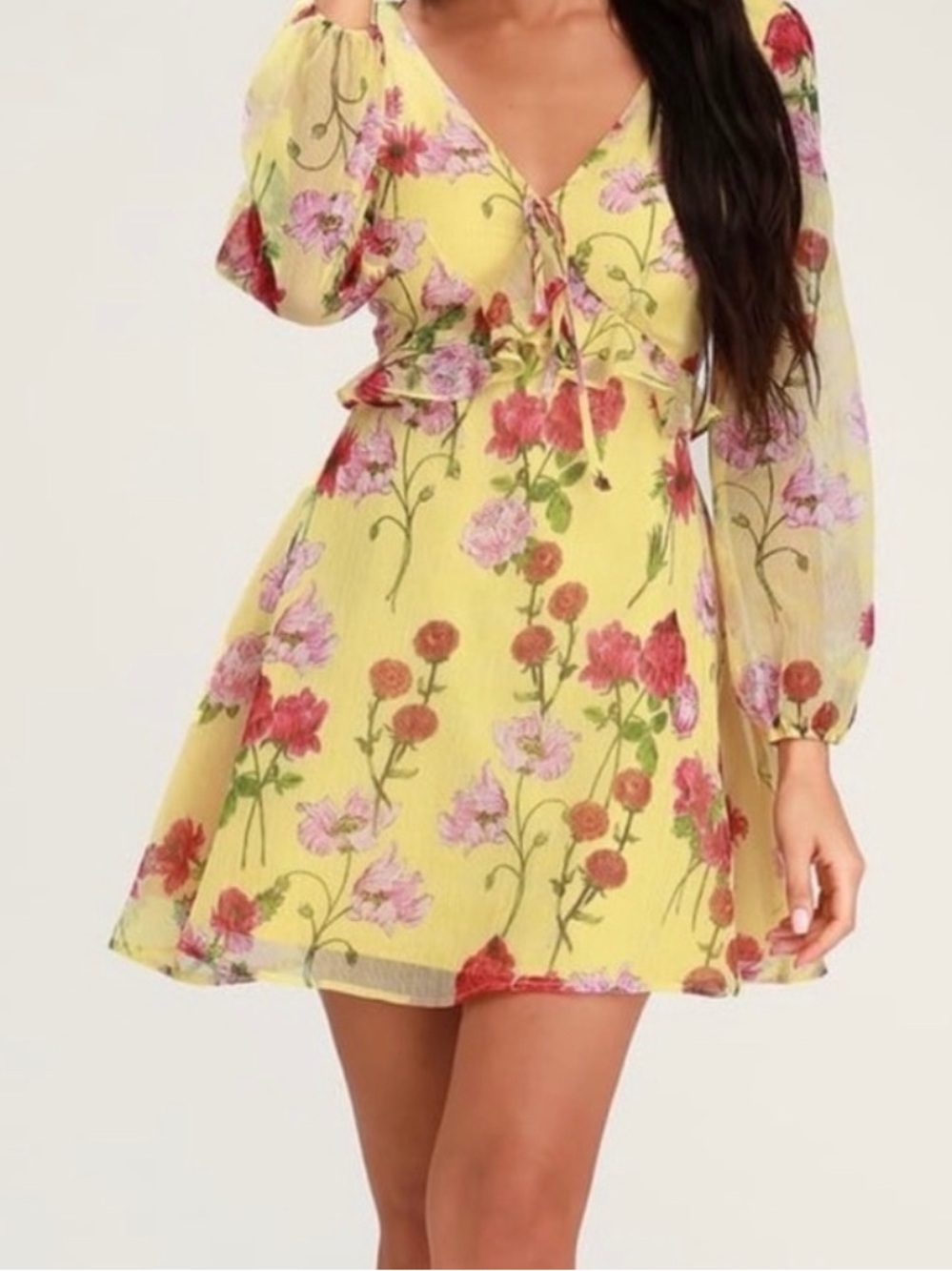 BB Dakota Yellow Floral Mini Dress NWT